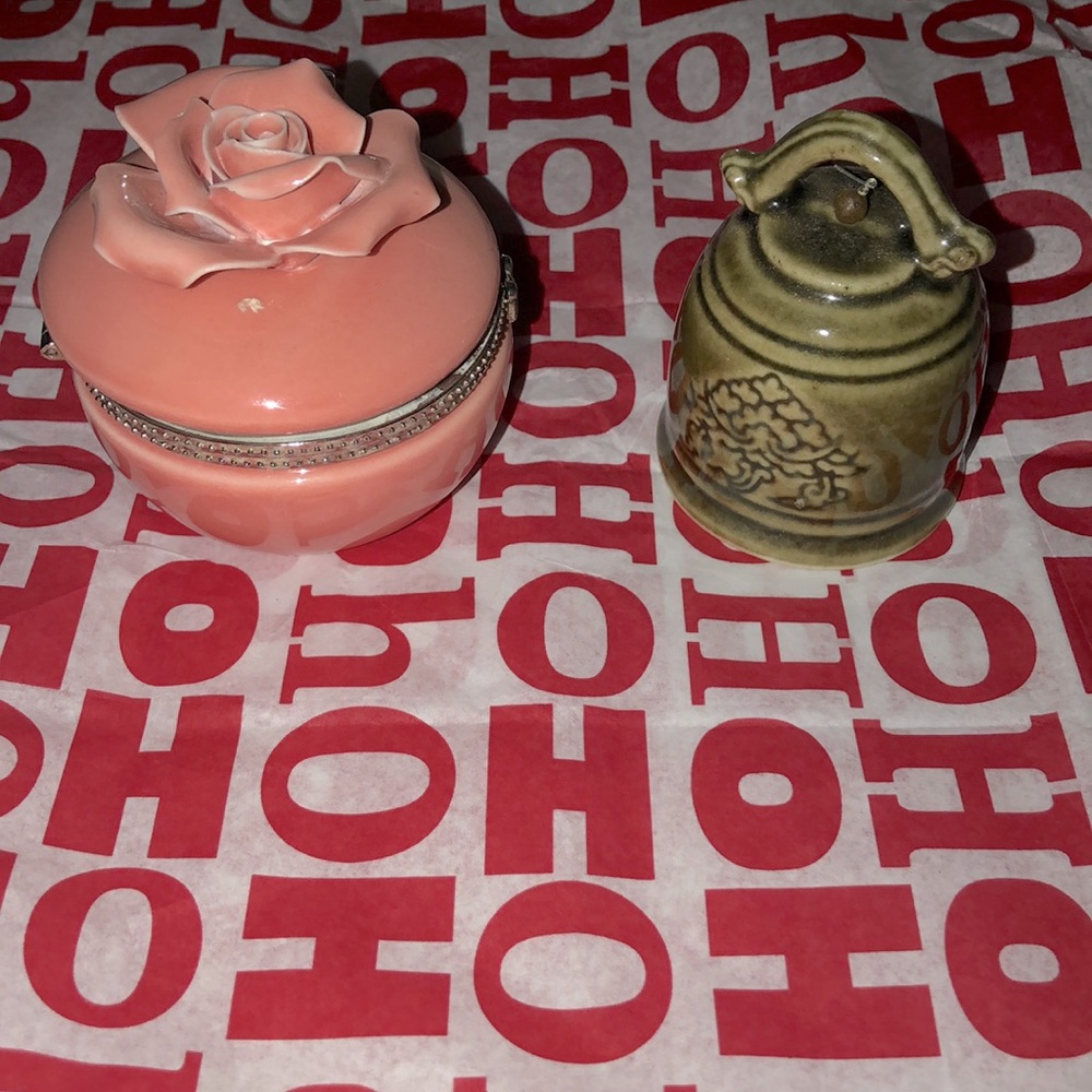 selling a mini rose earring box and old ring bell